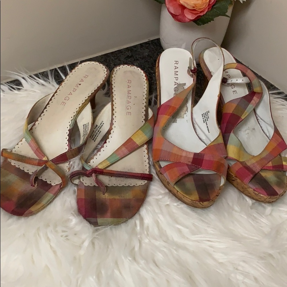 Plaid multi color sandals